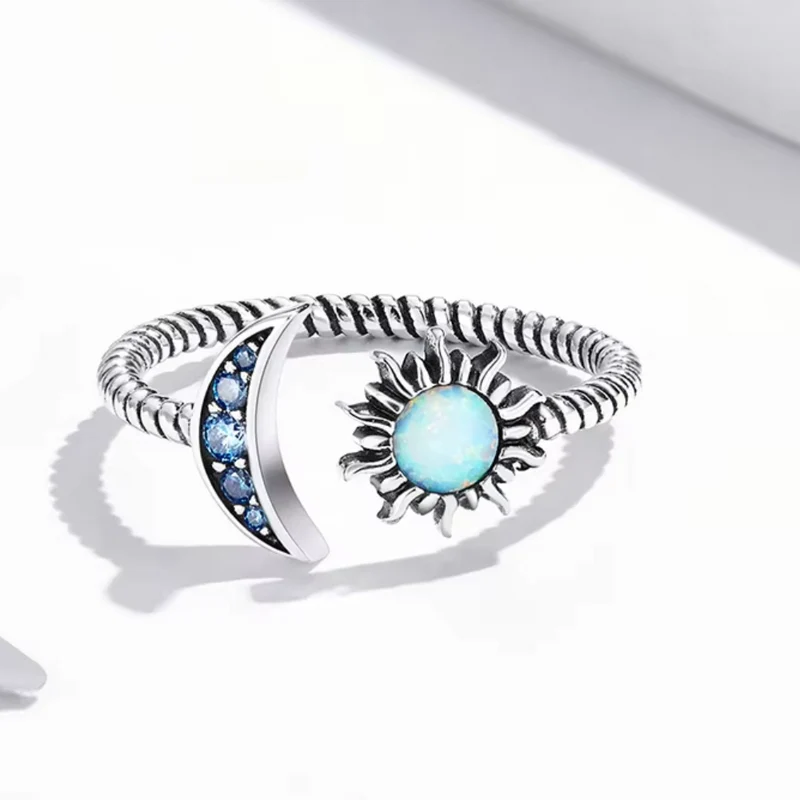 Bague Soleil et Lune Bleu