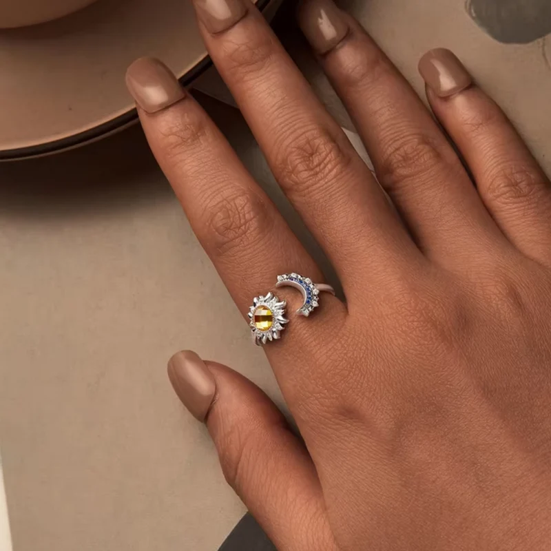 Bague Soleil et Lune Argent