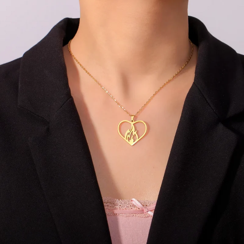 Collier Cœur Flamme