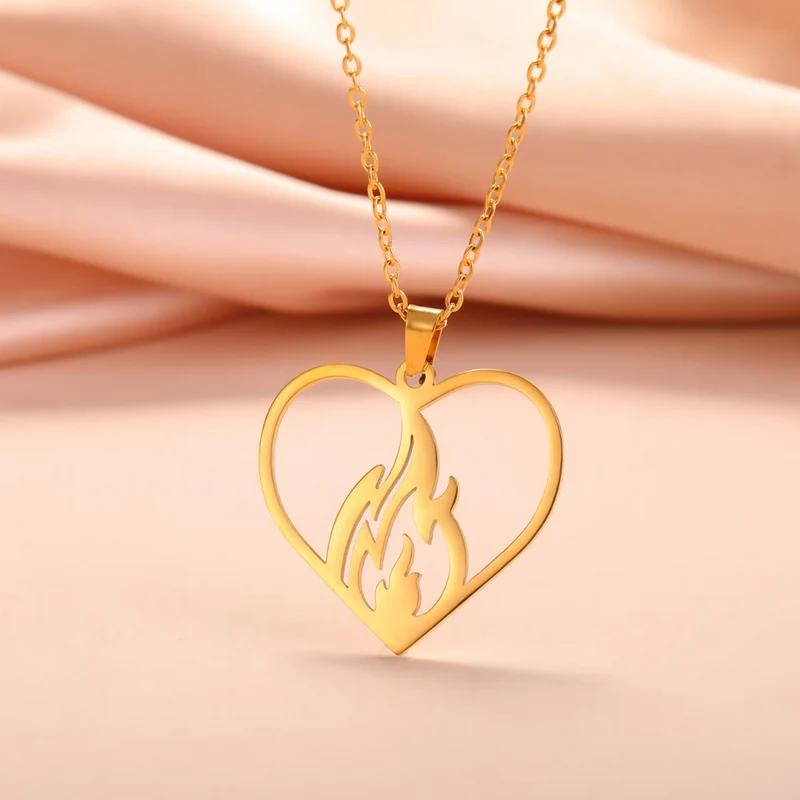 Collier Cœur Flamme