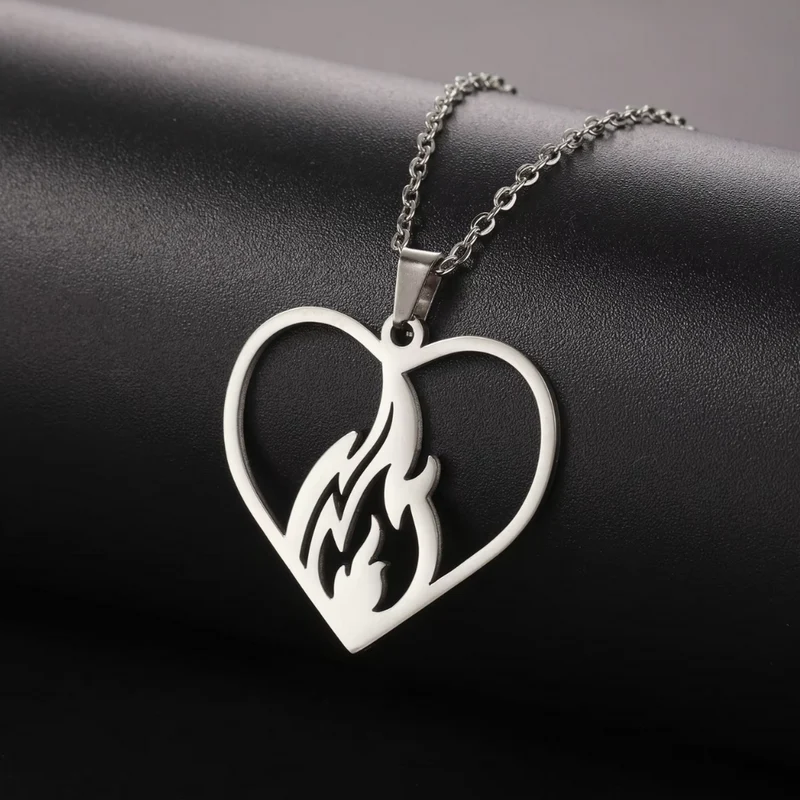Collier Cœur Flamme