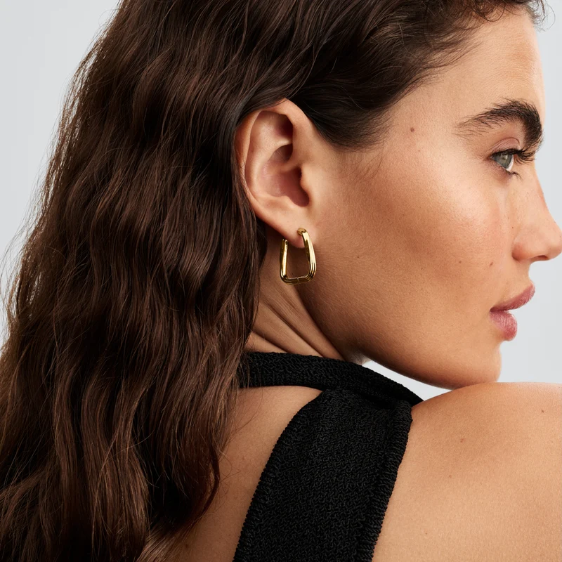 Pandora Essence Gold Plated Twisted Large Triangle Hoops 263876C00