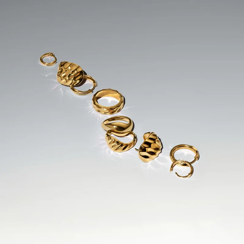 Pandora Essence Gold Plated Rippled Wide Hoop Earrings 263879C00
