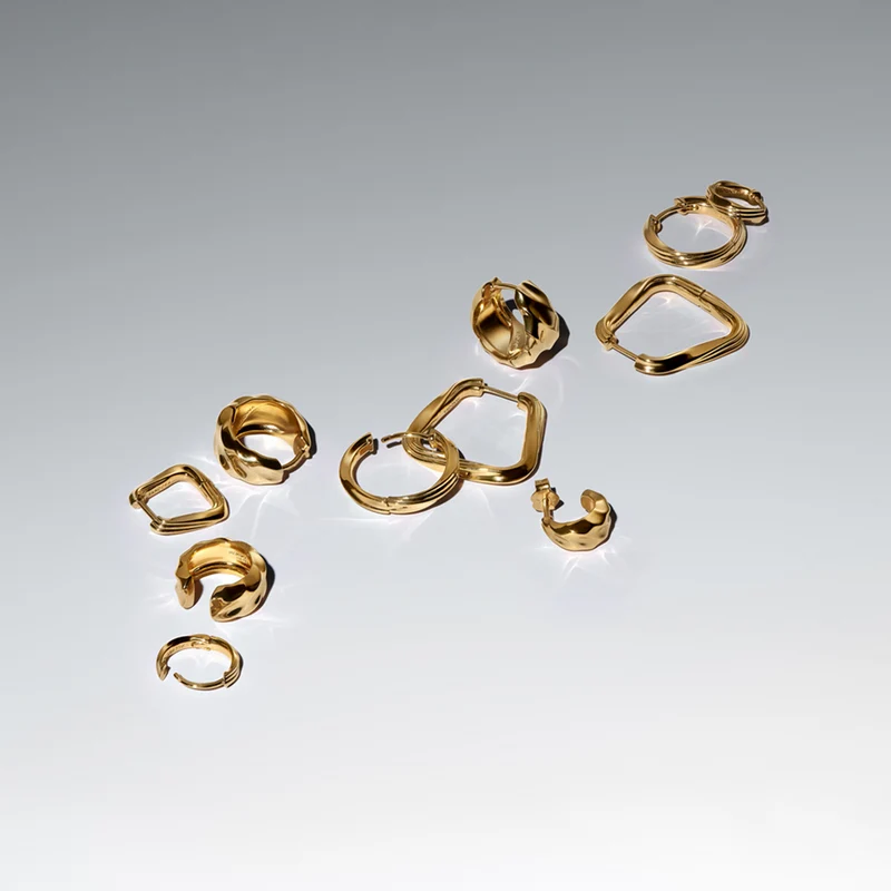 Pandora Essence Gold Plated Rippled Hoop Earrings 263874C00
