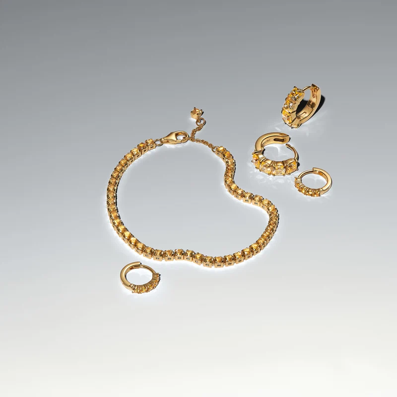 Pandora Timeless Gold Plated Yellow Hoop Earrings 263851C02