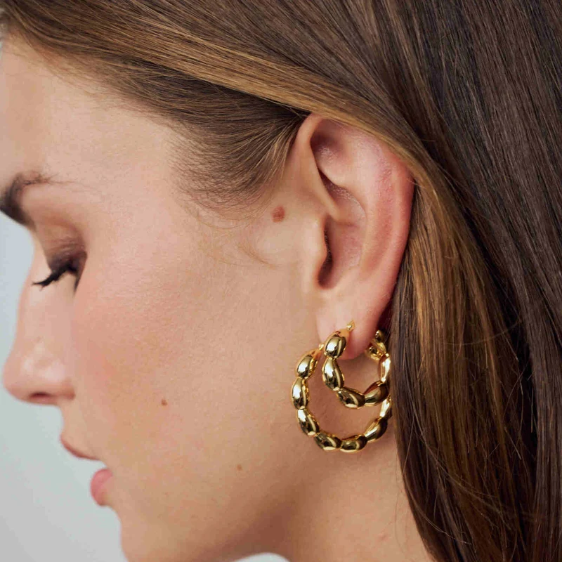 Sif Jakobs Gold Plated Goccia Cerchietto Piccolo Earrings SJ-E2596-YG