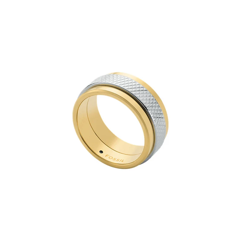 Fossil Knox Silver and Gold Stainless Steel Ring JF049179989