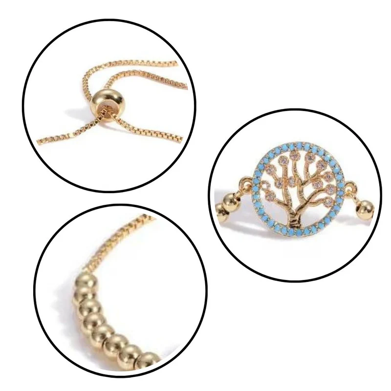 Bracelet Arbre de Vie Or Bleu