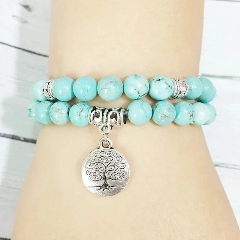 Bracelet Arbre de Vie Perles Turquoise