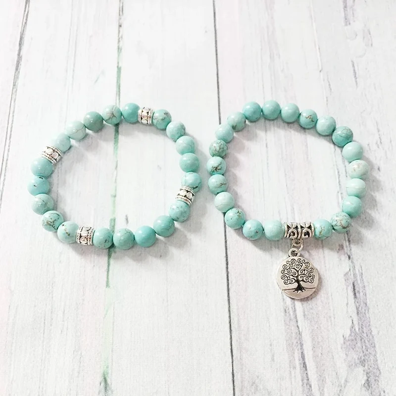 Bracelet Arbre de Vie Perles Turquoise