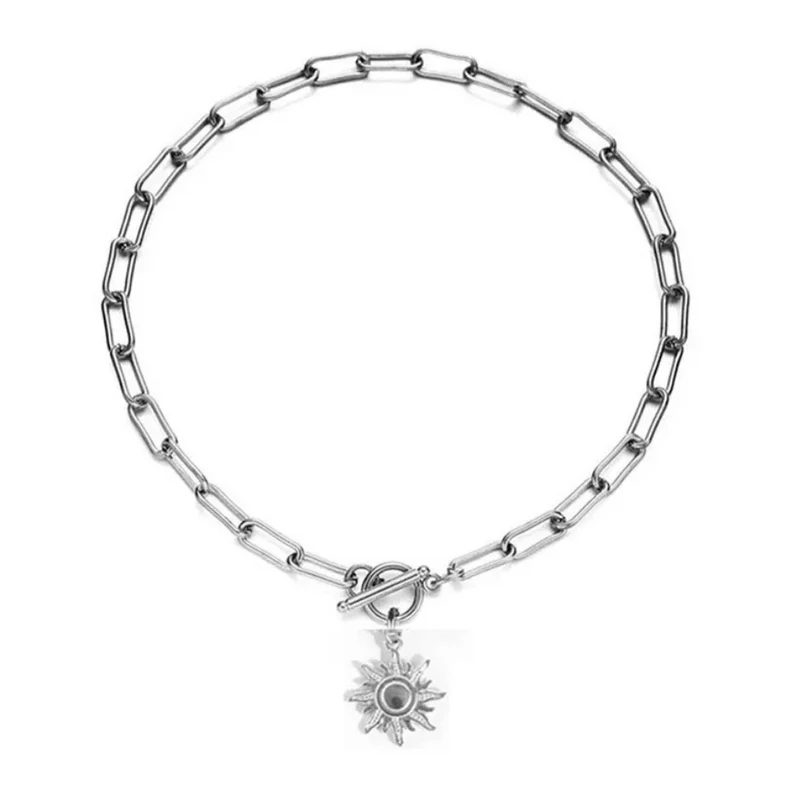 Collier Soleil Grosse Chaine Ras de Cou