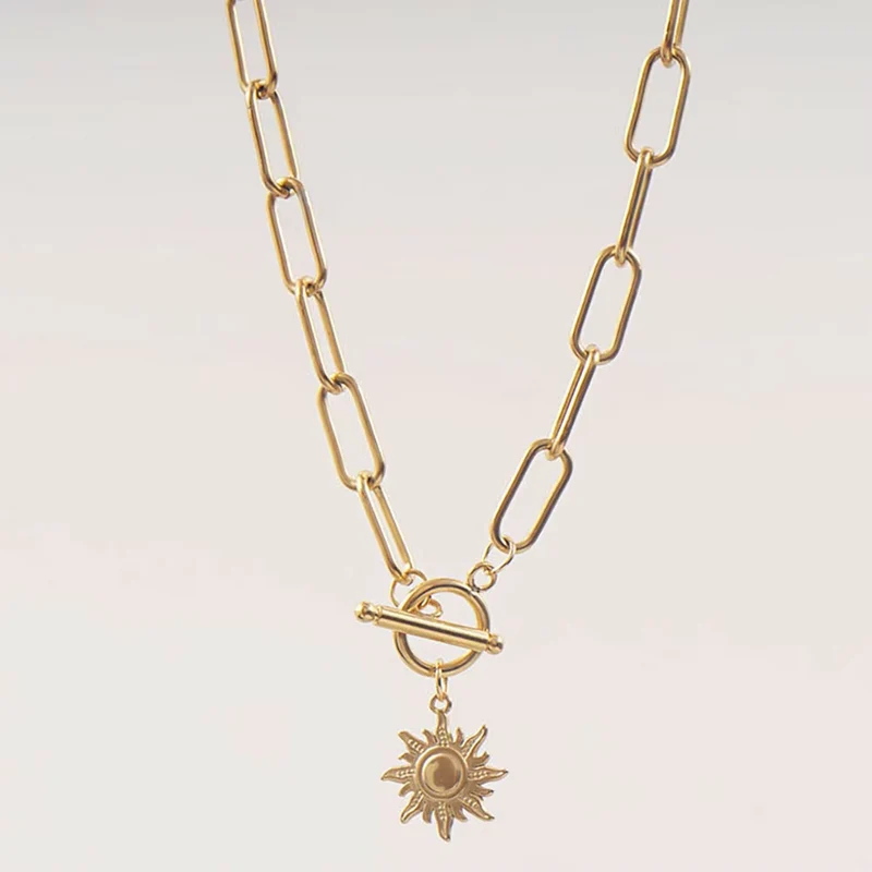 Collier Soleil Grosse Chaine Ras de Cou