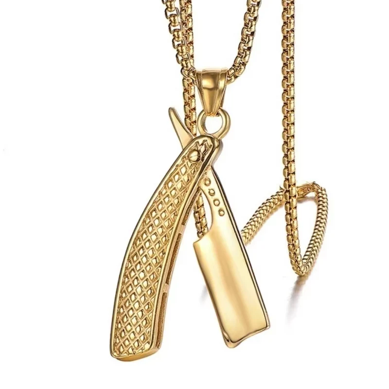 Collier Pendentif Rasoir Barber