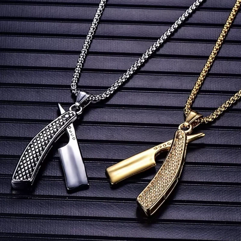 Collier Pendentif Rasoir Barber