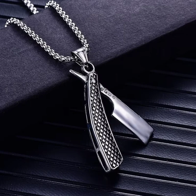 Collier Pendentif Rasoir Barber