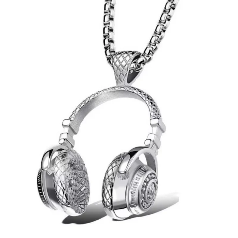 Collier Pendentif Casque de Musique