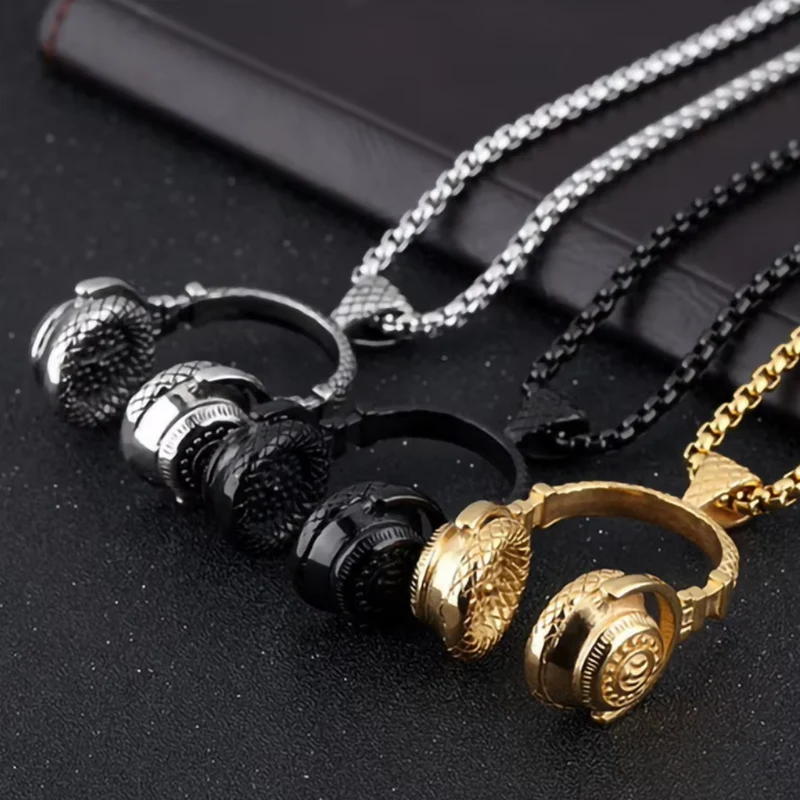Collier Pendentif Casque de Musique