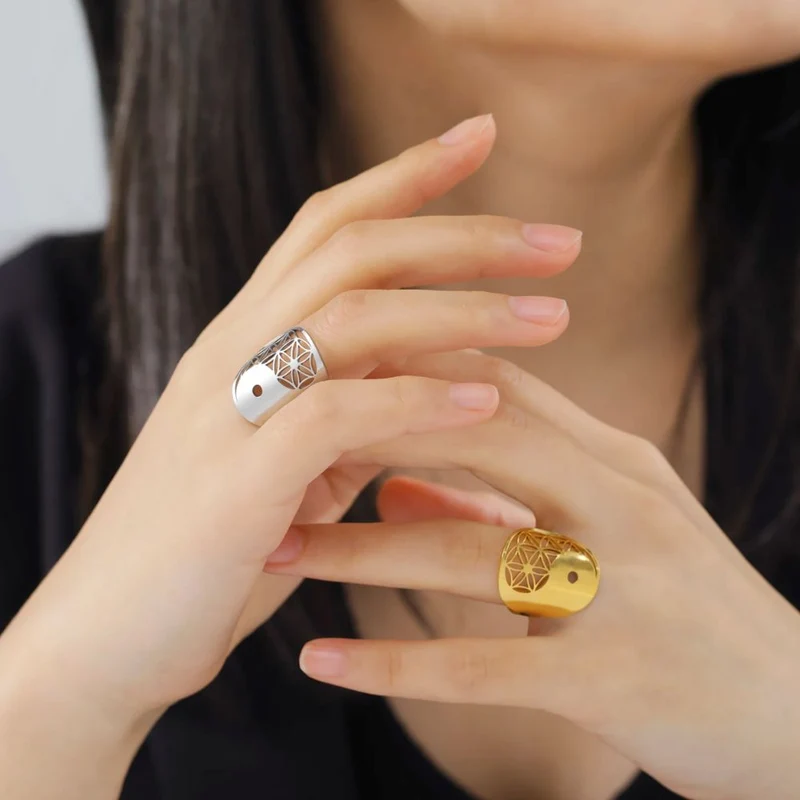 Bague Fleur de Vie YingYang