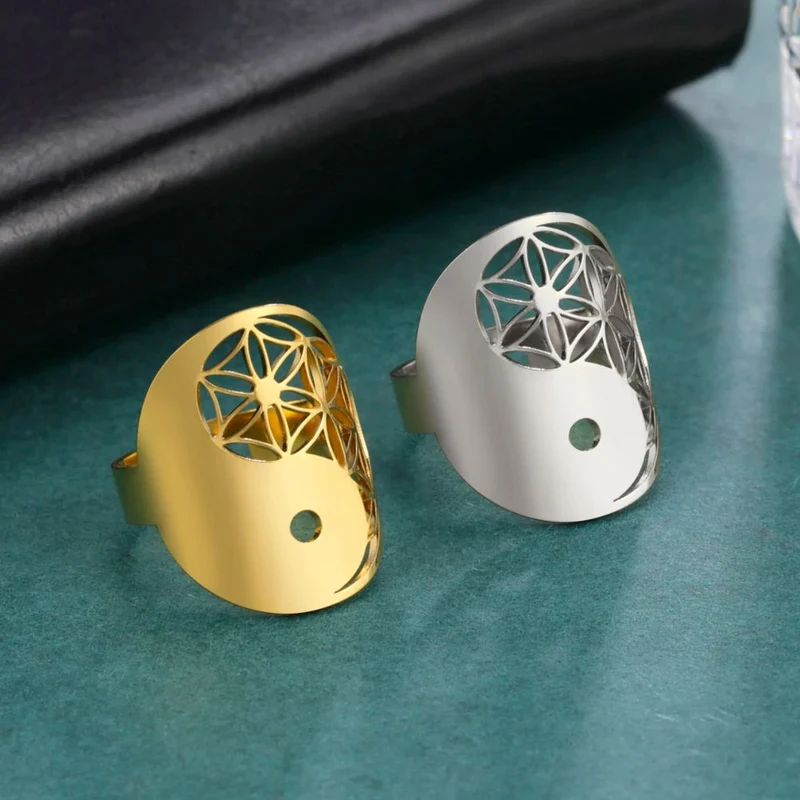 Bague Fleur de Vie YingYang