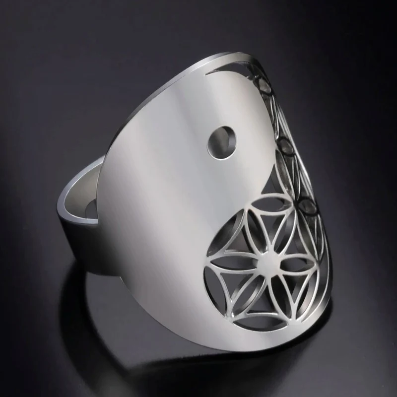 Bague Fleur de Vie YingYang