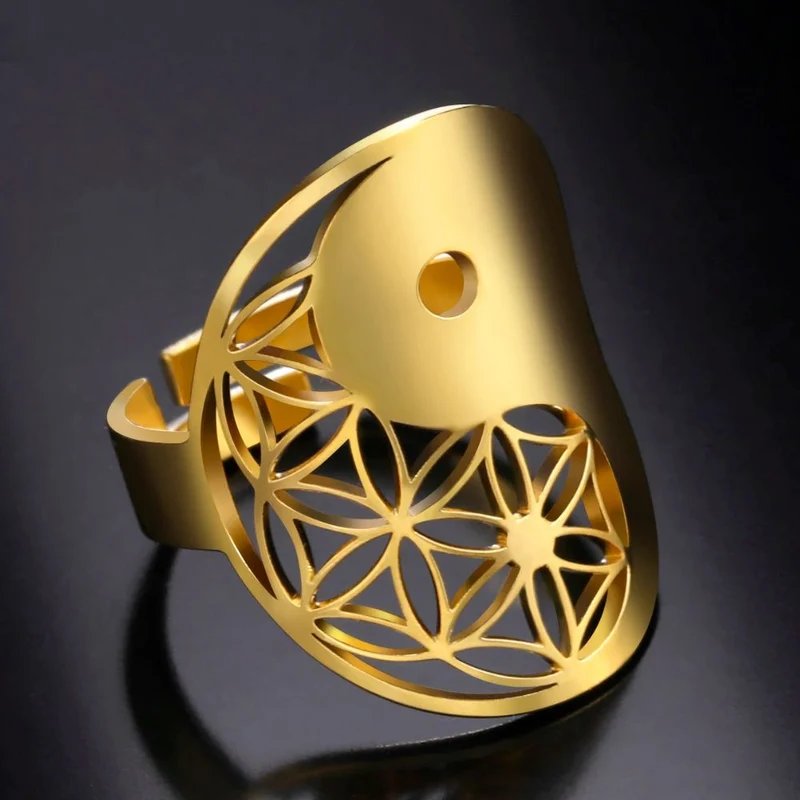 Bague Fleur de Vie YingYang