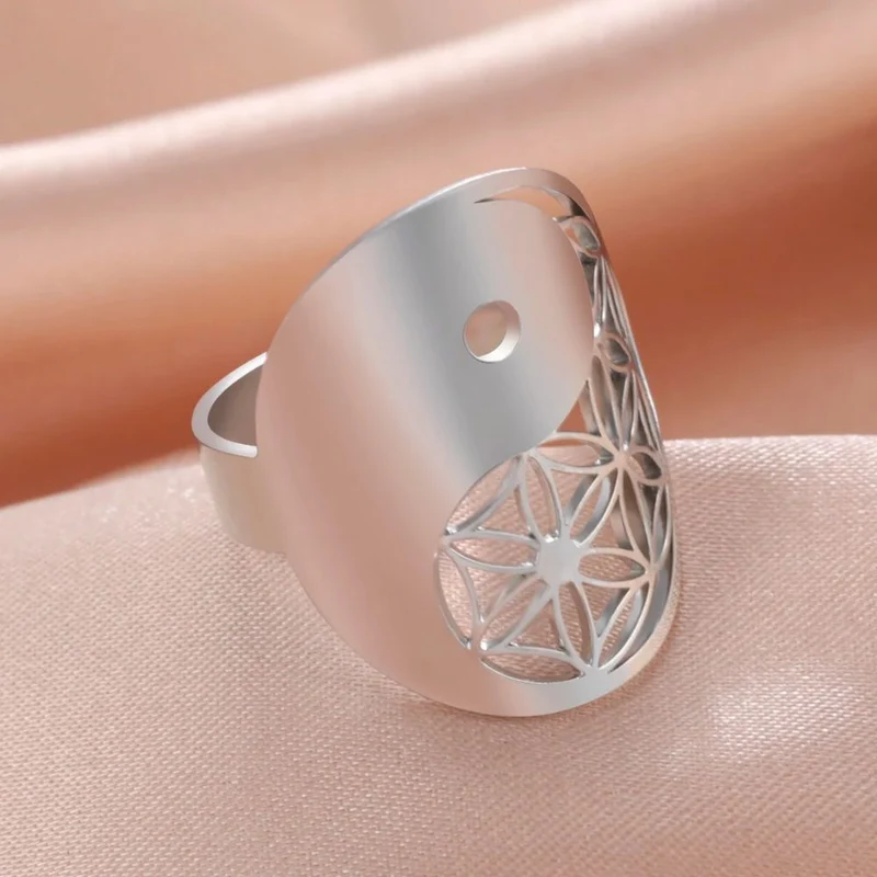 Bague Fleur de Vie YingYang
