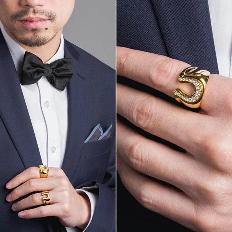 Bague Fer à Cheval Homme Or