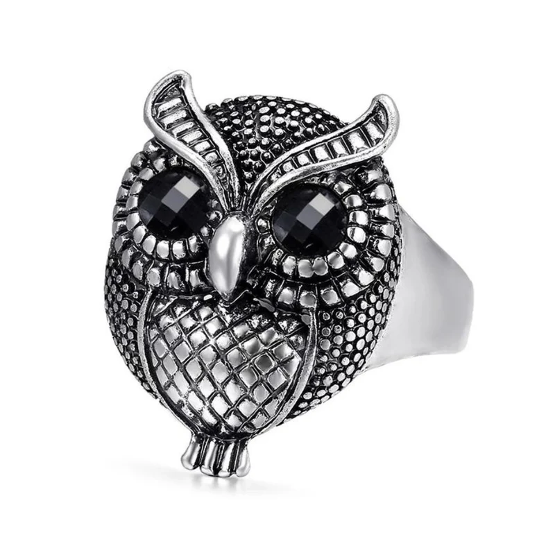 Bague Hibou Yeux Noirs