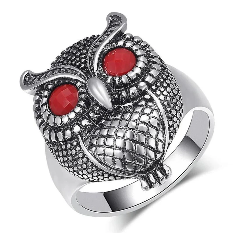 Bague Hibou Yeux Rouges