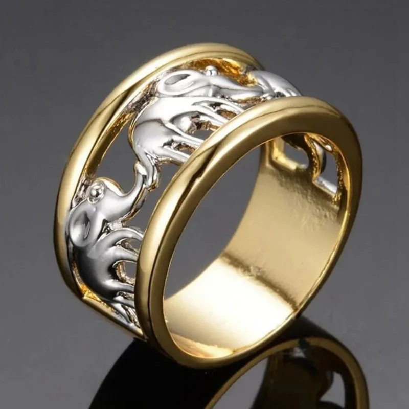 Bague Éléphant Or Argent