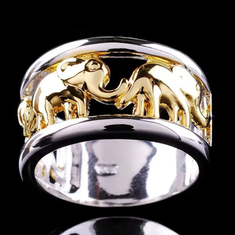 Bague Éléphant Or Argent