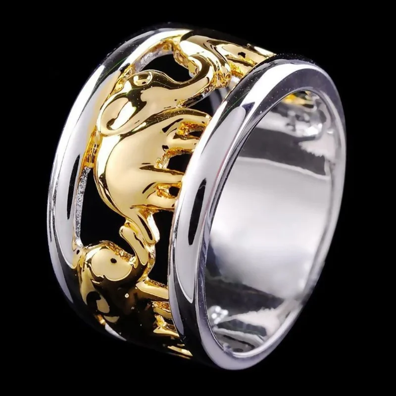 Bague Éléphant Or Argent