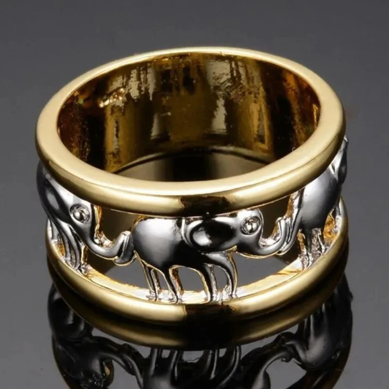 Bague Éléphant Or Argent