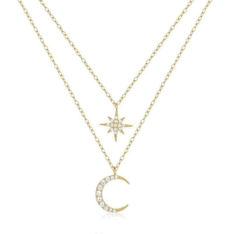 Collier Femme Lune et Étoile