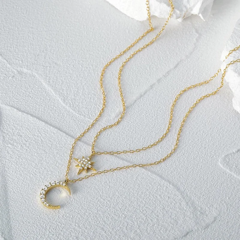 Collier Femme Lune et Étoile