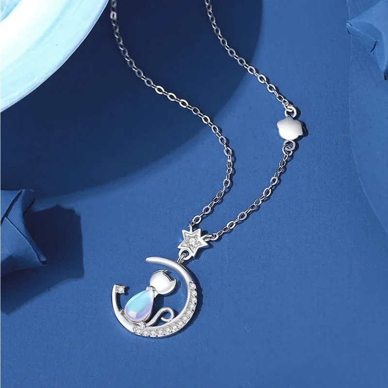 Collier Lune Étoile et Chat