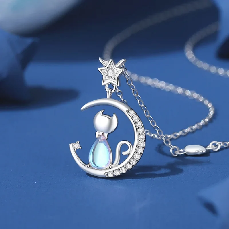 Collier Lune Étoile et Chat