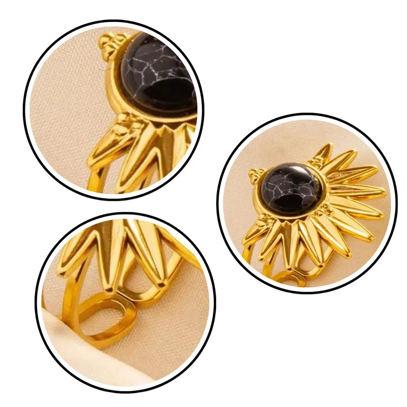Bague Pierre Noire Demi-Soleil