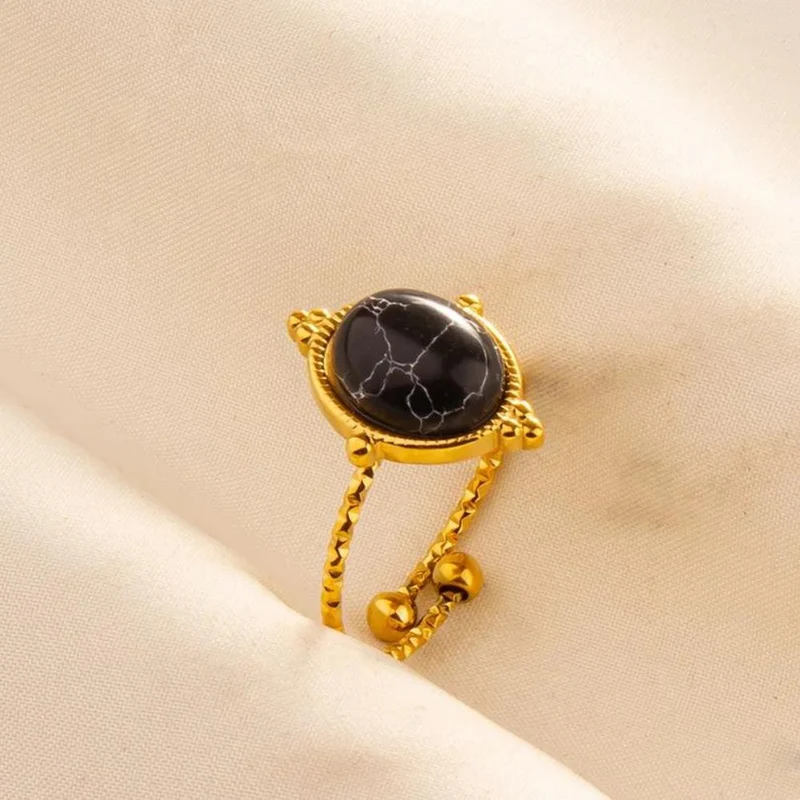 Bague Pierre Noire Ovale