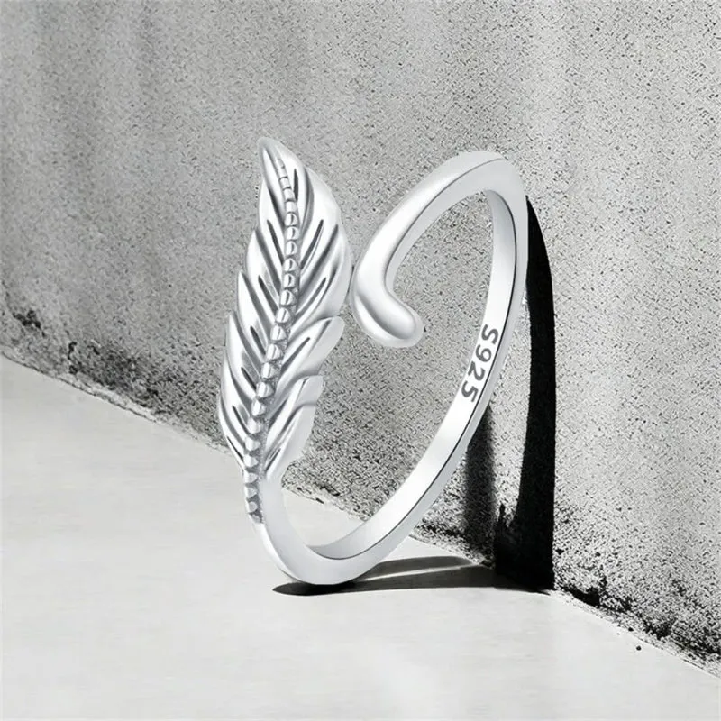 Bague Argent Forme Plume