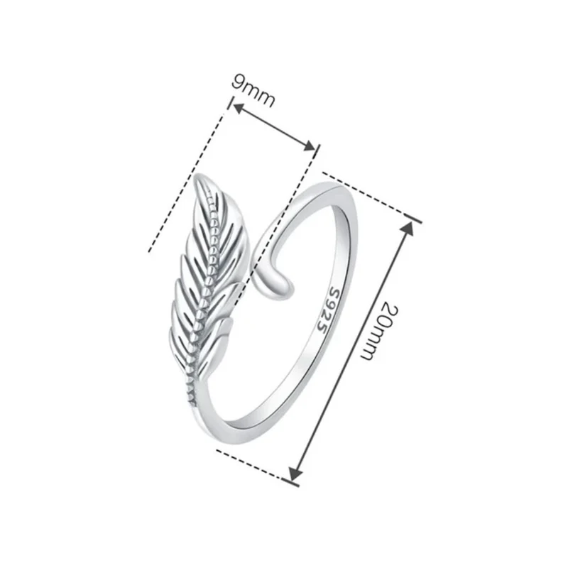 Bague Argent Forme Plume