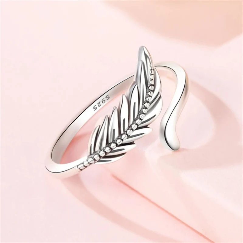 Bague Argent Forme Plume