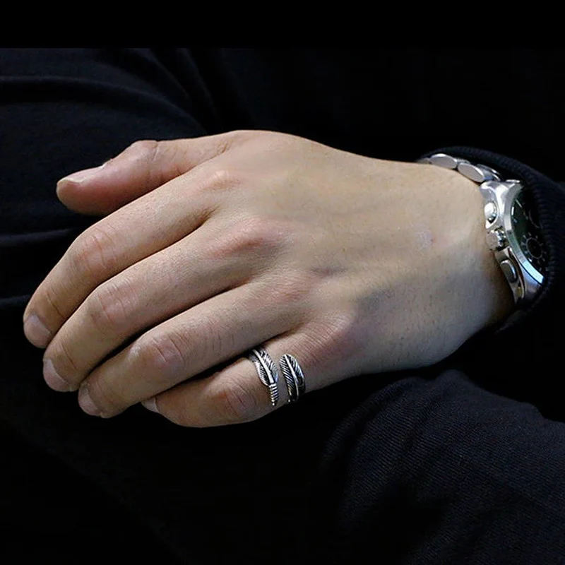 Bague Acier Plume