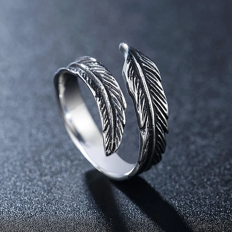 Bague Acier Plume
