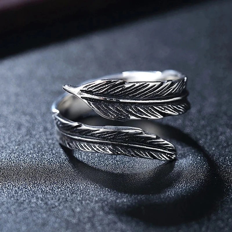 Bague Acier Plume