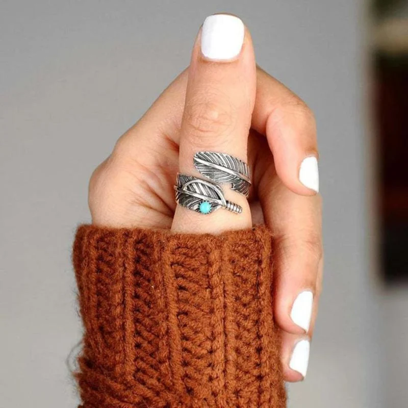 Bague Plume Pastille Bleue