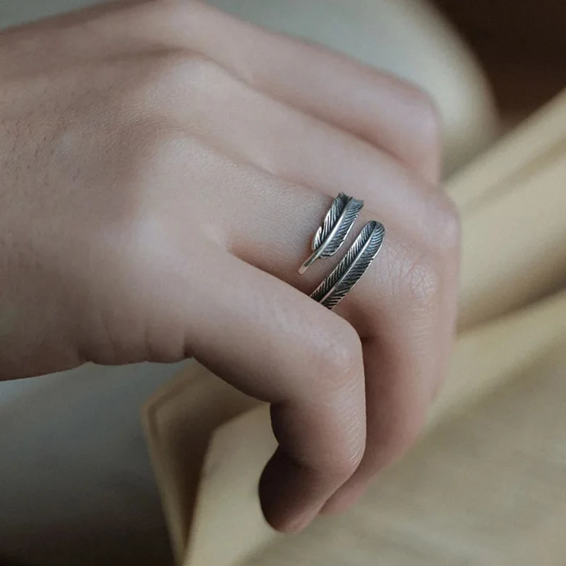 Bague Plume Argent Femme