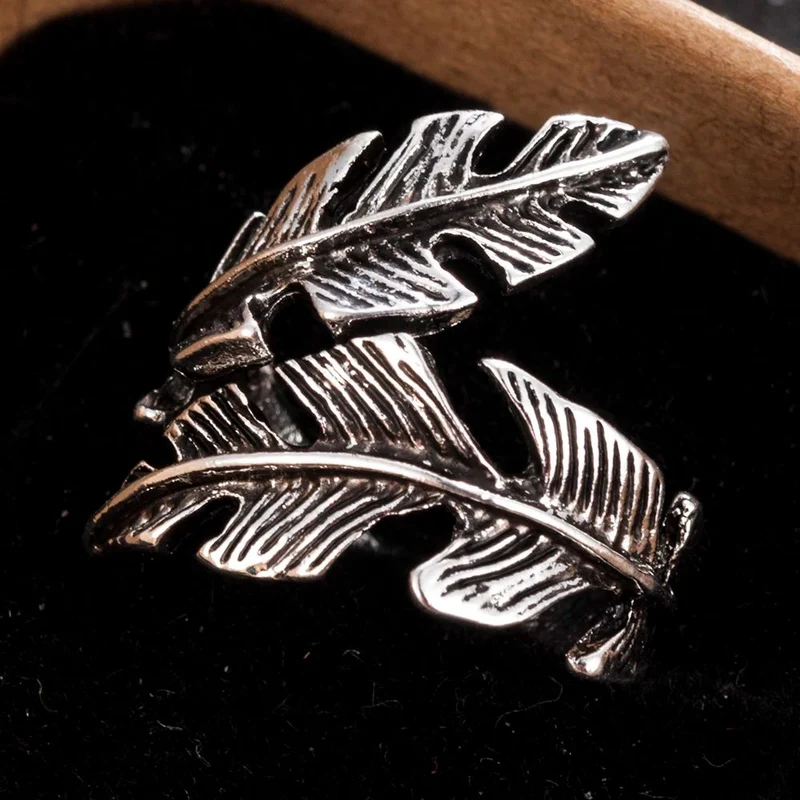 Bague Plume Argent Ajustable