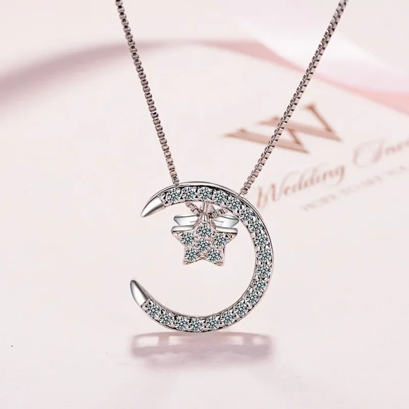 Collier Lune et Étoile Pierres