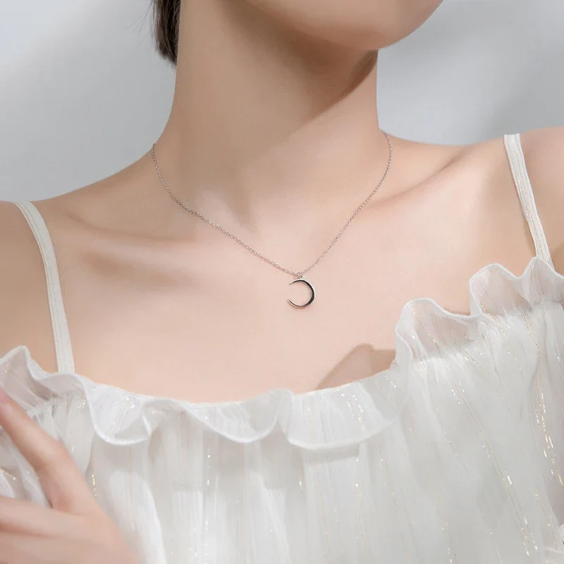 Collier Lune Argent Femme